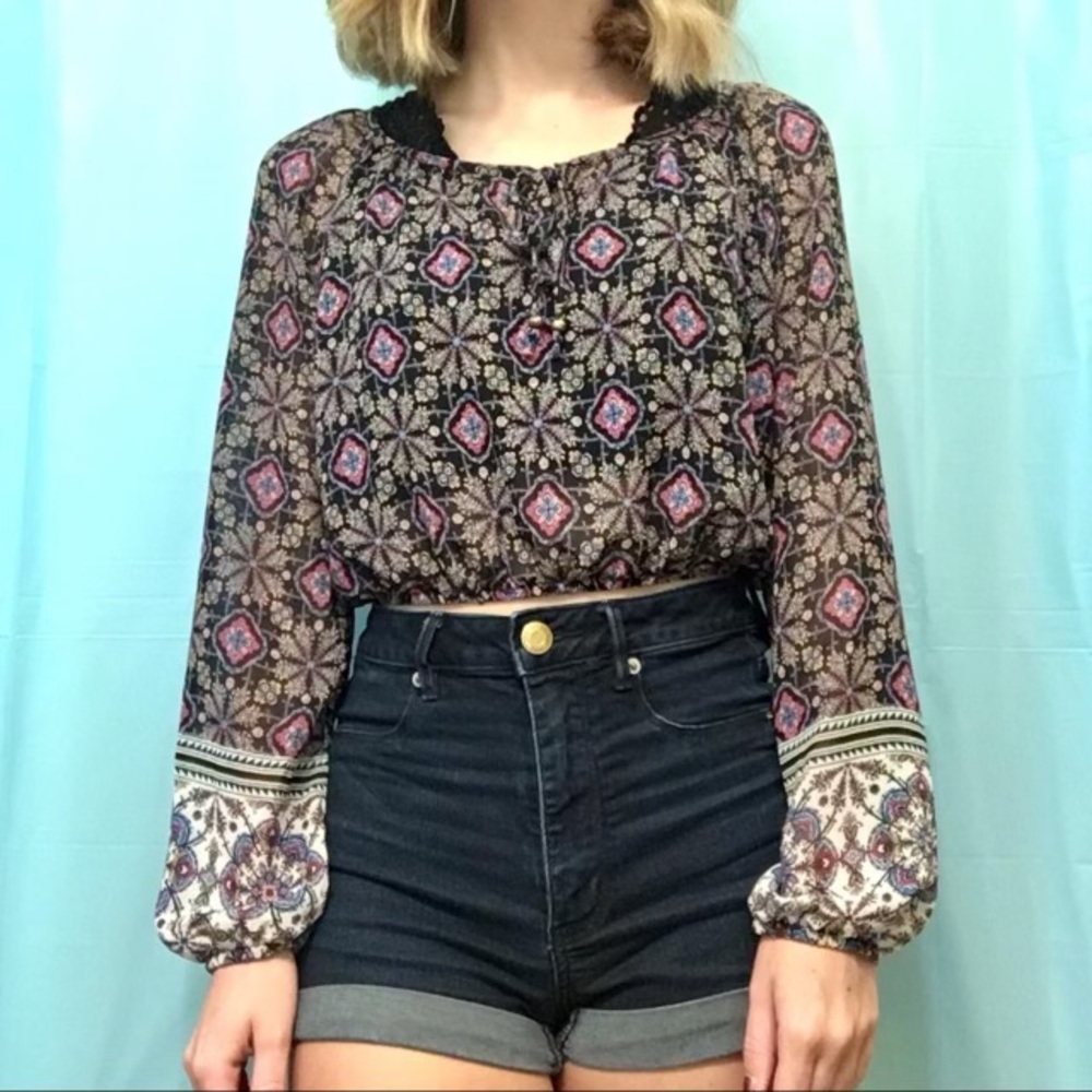 LA HEARTS LONG SLEEVE PEASANT TOP